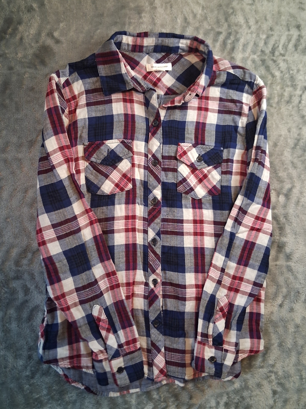 beachlunchlounge Shirt Womens Small Plaid Long Sleeve Button-Down Shirt Relaxed